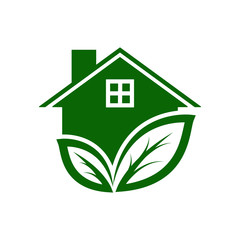 green house leaf icon logo design illustration  vector