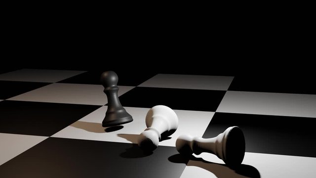 Chess pawns jumping and fighting 3D animation. 
