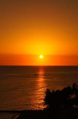 the beautiful sunset of waikiki beach