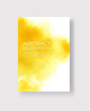 Bright yellow textures, abstract hand painted watercolor banner.