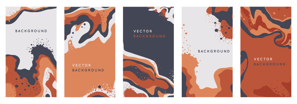 Vector set of abstract creative backgrounds in minimal trendy style with copy space for text - design templates for social media stories - simple, stylish and minimal wallpaper designs