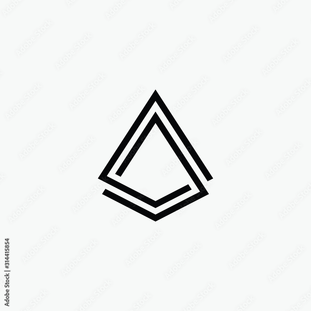 Poster letter a combination with pyramid logotype. abstract vector illustration. summit shape line design c