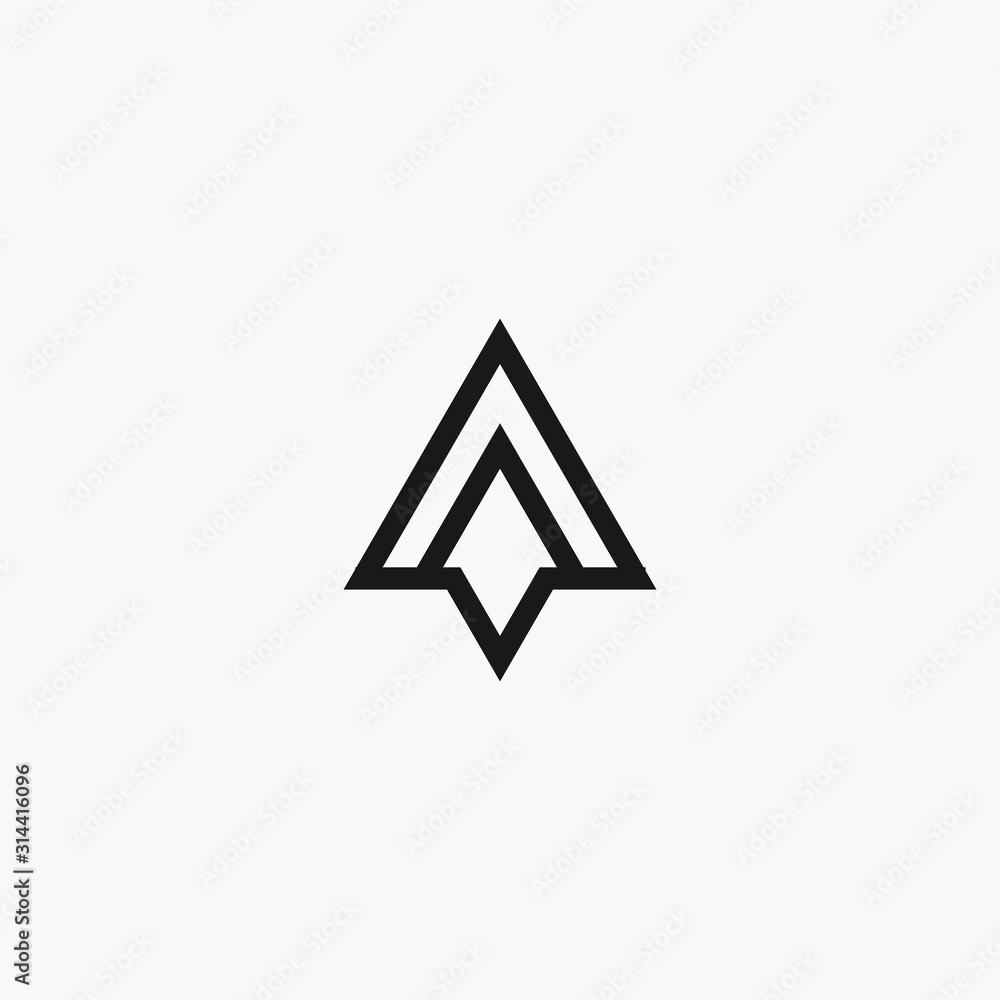 Poster initial letter a mono line with rocket element. creative monogram logo with negative space style. - 