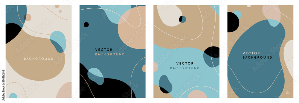 Poster Vector set of abstract creative backgrounds in minimal trendy style with copy space for text - design templates for social media stories