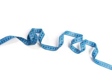 Blue measuring tape isolated on white background - Image