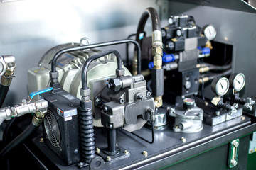 Obraz na płótnie Canvas Motor and hydraulic pump to build complex technical systems