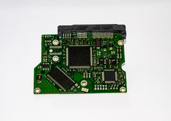 Controller of hard drive on white background