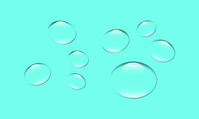 Clear water droplets with different sizes