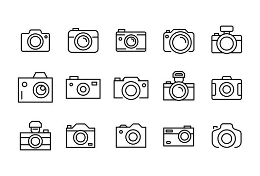 Icon set of camera.