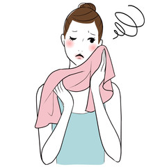 タオル　顔　拭く　女性