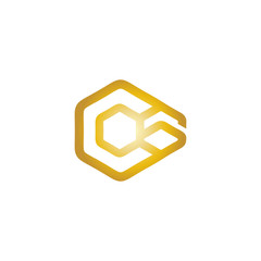 Initial Letter Number Logo C 6 hexagon Vector