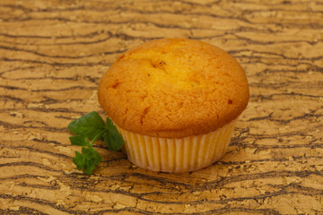 Sweet tasty muffin served mint