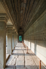 The walk way inside an Angkor Wat, Siem Reap, Cambodia.