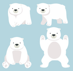 Polar bear funny Cartoon vector set
