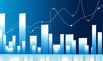 stock market finance graph background with abstract Growth graph chart. 2d illustration.