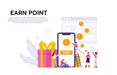 illustrated concept of consumers who collect points as rewards from the applications they follow