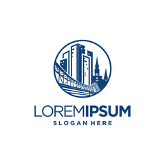 urban logos and bridges inside the circle