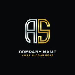 initial letter GU logo Abstract vector minimalist. letter logo gold and silver color