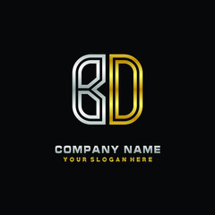 initial letter BO logo Abstract vector minimalist. letter logo gold and silver color