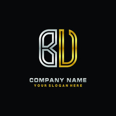 initial letter BV logo Abstract vector minimalist. letter logo gold and silver color