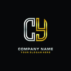 initial letter CY logo Abstract vector minimalist. letter logo gold and silver color