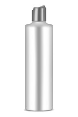 Cosmetic bottle with open disc top screw cap isolated on white background, realistic mockup. Liquid beauty product packaging container, vector mock-up