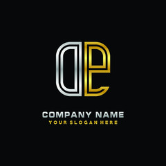 initial letter DP logo Abstract vector minimalist. letter logo gold and silver color