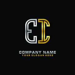 Obraz premium initial letter EI logo Abstract vector minimalist. letter logo gold and silver color