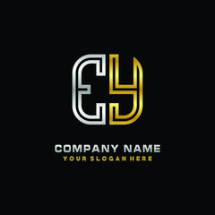 initial letter EY logo Abstract vector minimalist. letter logo gold and silver color