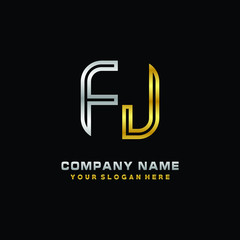 initial letter FL logo Abstract vector minimalist. letter logo gold and silver color