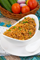 Vegetarian Fried Rice Or Pulav is a Dish of Cooked Rice That Has Been Stir-Fried in a Wok or a Frying Pan And is Usually Mixed with Other Ingredients