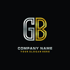 initial letter GB logo Abstract vector minimalist. letter logo gold and silver color