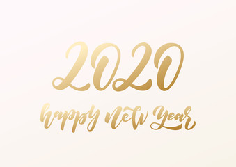 Obraz na płótnie Canvas Happy New Year 2020 hand drawn lettering.