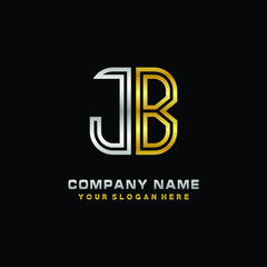 initial letter JB logo Abstract vector minimalist. letter logo gold and silver color