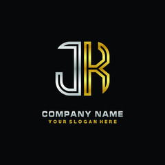 initial letter JK logo Abstract vector minimalist. letter logo gold and silver color