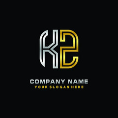 initial letter KZ logo Abstract vector minimalist. letter logo gold and silver color