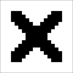 Black x symbol on white background. Geometric cross sign vector.