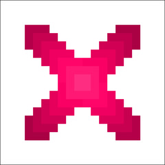 Pink x symbol on white background. Geometric cross sign vector.