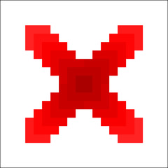 Fototapeta premium Red x symbol on white background. Geometric cross sign vector.