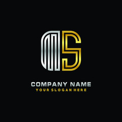Fototapeta premium initial letter MS logo Abstract vector minimalist. letter logo gold and silver color