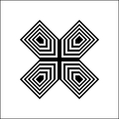 Black and white 3d x mark symbol or cross sign on white background vector.