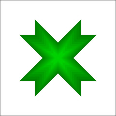 Green 3d x mark symbol or cross sign on white background vector.