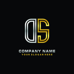 initial letter OS logo Abstract vector minimalist. letter logo gold and silver color
