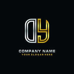initial letter OY logo Abstract vector minimalist. letter logo gold and silver color