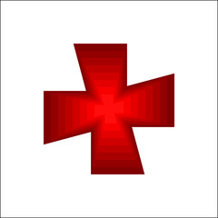 Red 3d cross symbol or plus sign on white background vector.