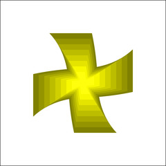 Yellow 3d cross symbol or plus sign on white background vector.