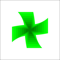 Green 3d cross symbol or plus sign on white background vector.