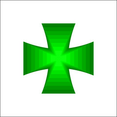 Green 3d cross symbol or plus sign on white background vector.