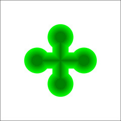 Green 3d cross symbol or plus sign on white background vector.