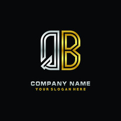 initial letter QB logo Abstract vector minimalist. letter logo gold and silver color